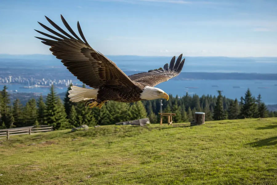 Oiseau de proie survolant la montagne