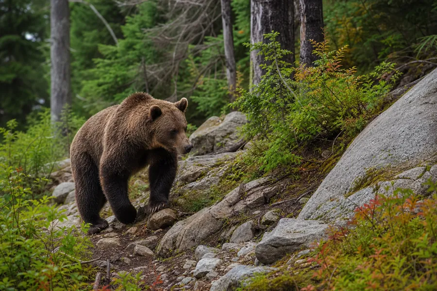 Grizzli dans un habitat de montagne