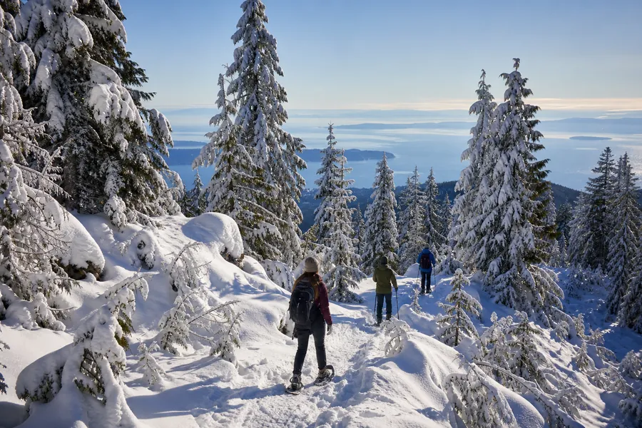 Sentier enneigé à Grouse Mountain
